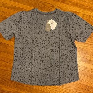 DEMOCRACY Short Sleeve spotted Tee Puff sleeves Soft Jersey Sz 1X Plus